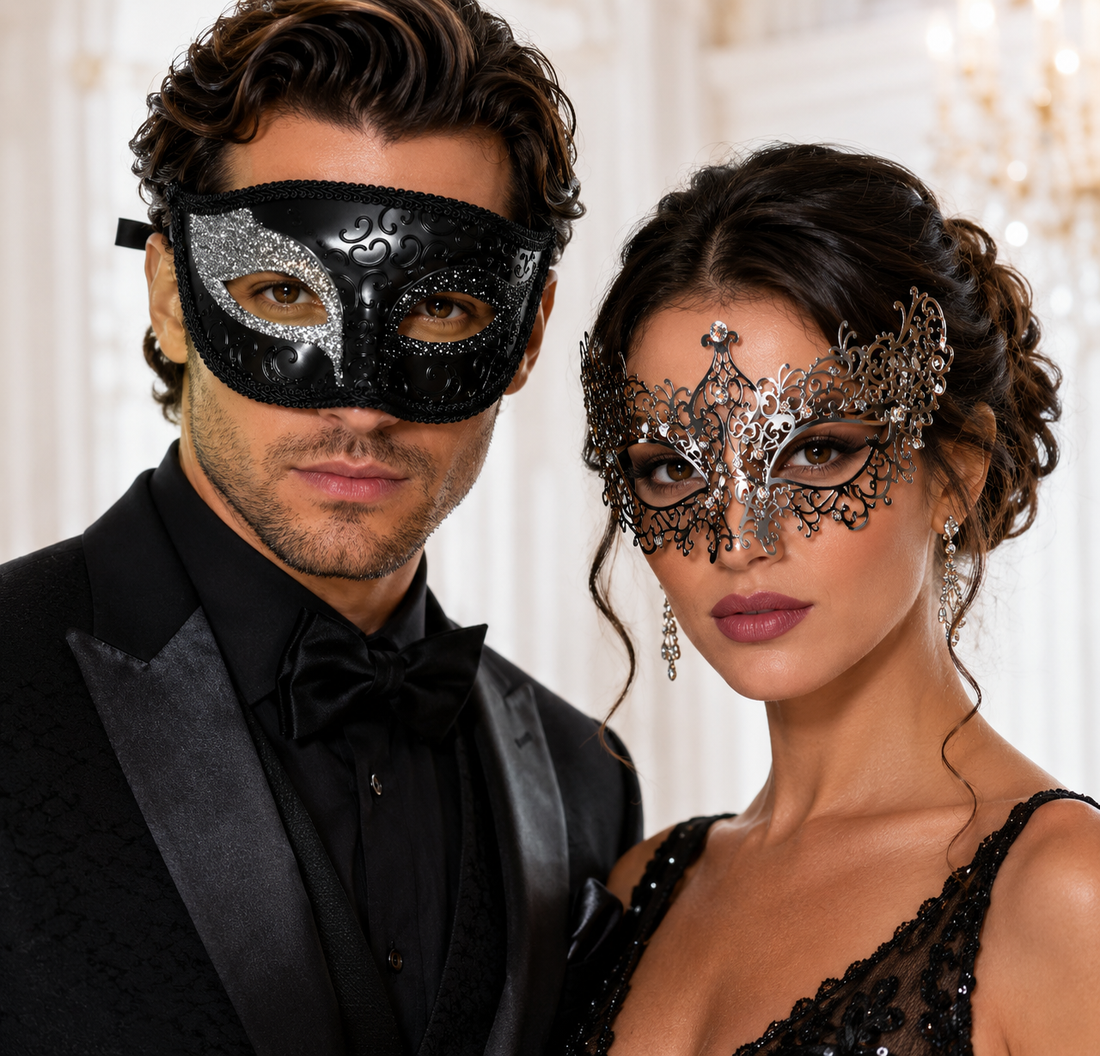 Noir Elegance Pair - Silver Scroll