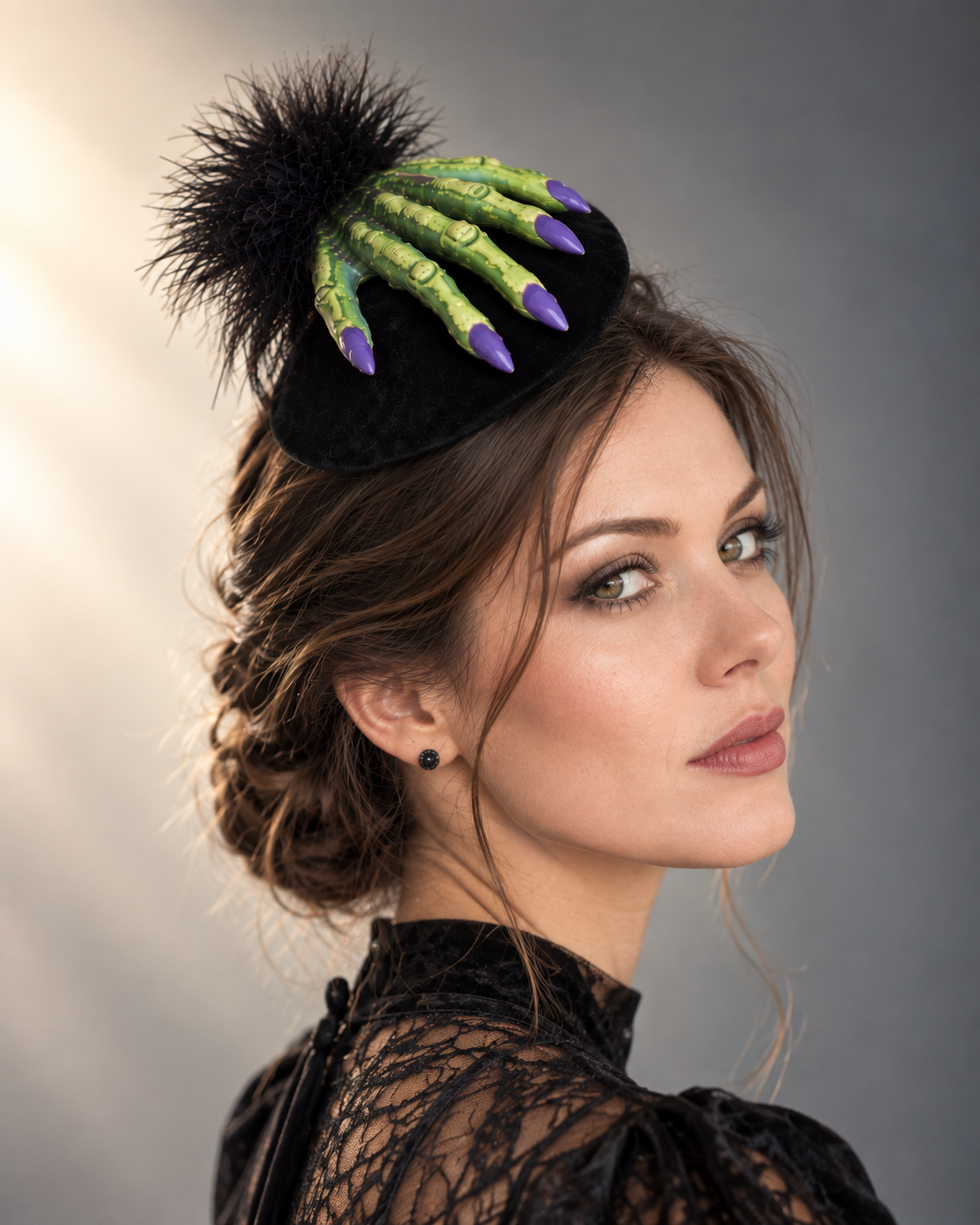 Green Spell Witch Hand Fascinator