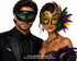 This Mardi Gras couples masquerade mask set includes a coordinated men’s mask and women’s mask in black, emerald green, gold, and purple.