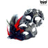 Elegant masquerade mask couple set in silver tones with feather detail and ornate carvings for formal events.