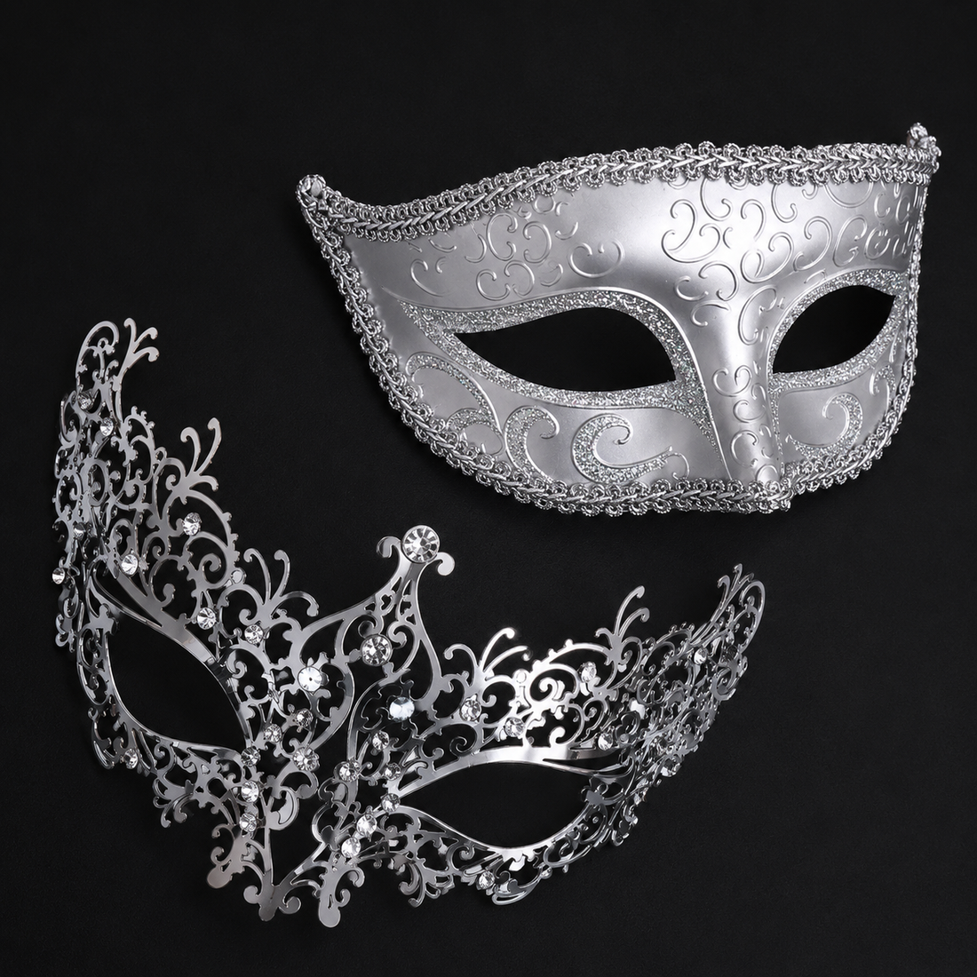 Silver Crystal Noir Pair