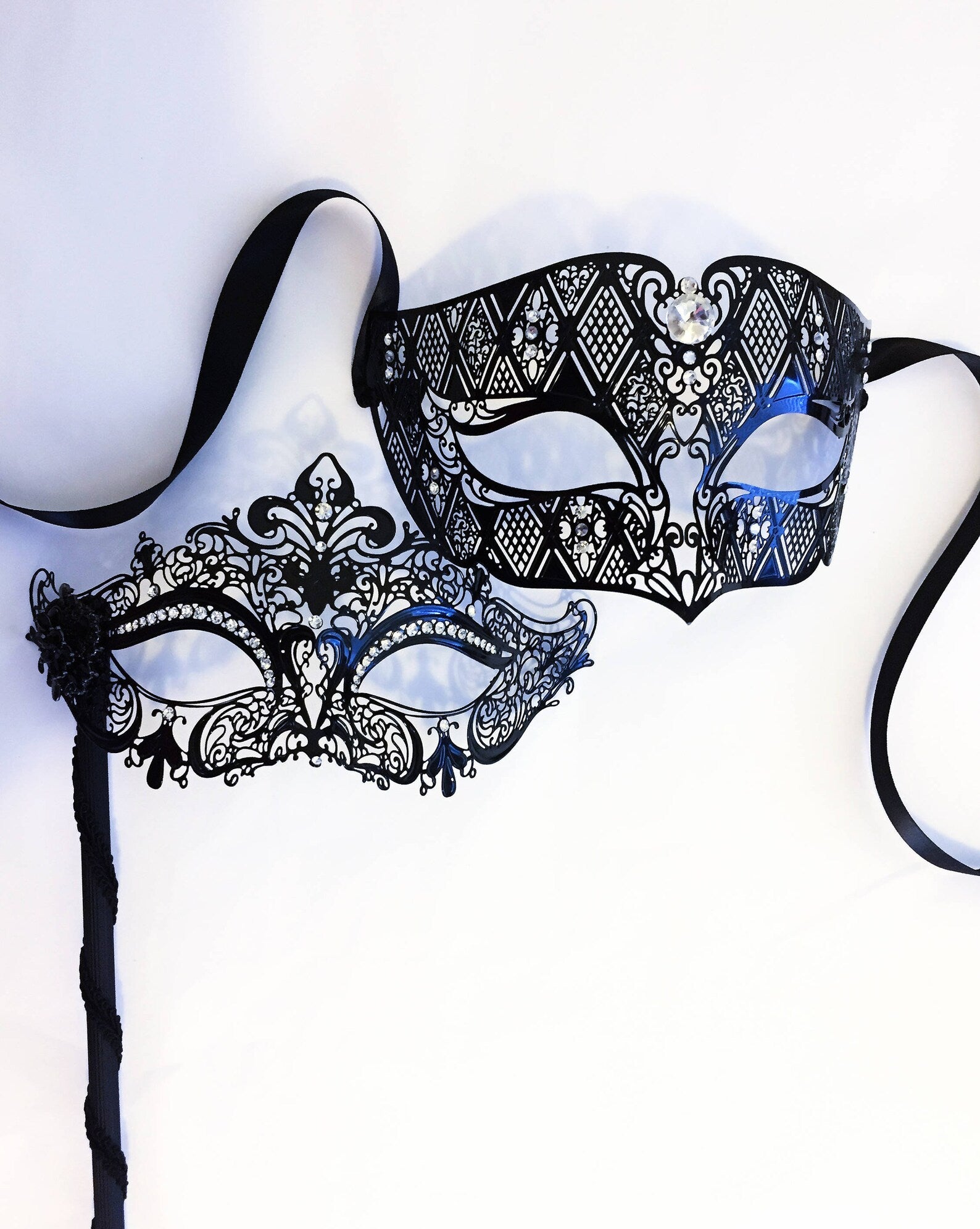 Metal Rhinestone Mask Pair