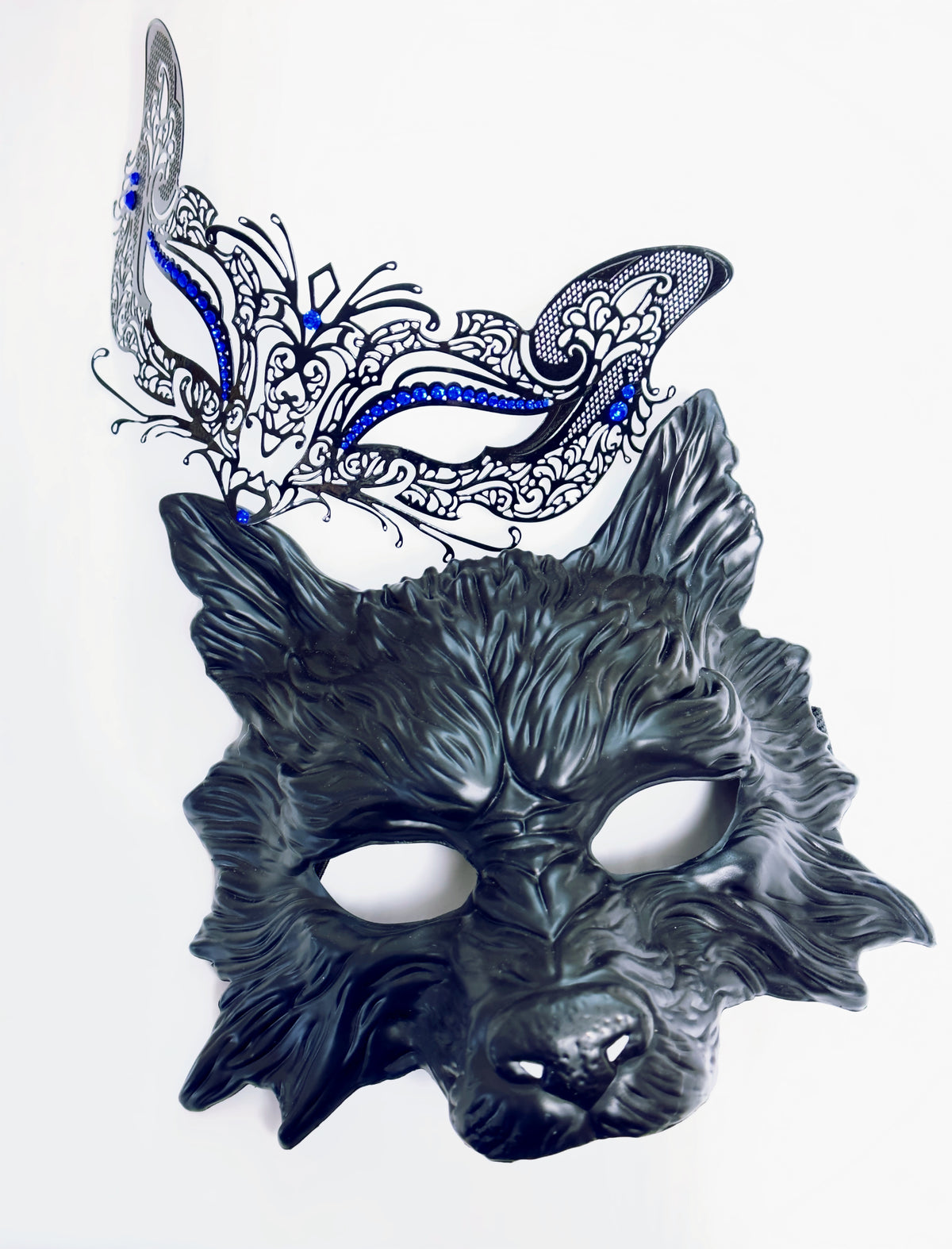 Couples Masquerade Masks Wolf Fox Black – Masquerade Store