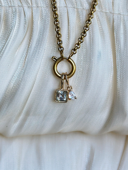 Elara Dual Charm - Necklace (Clear)