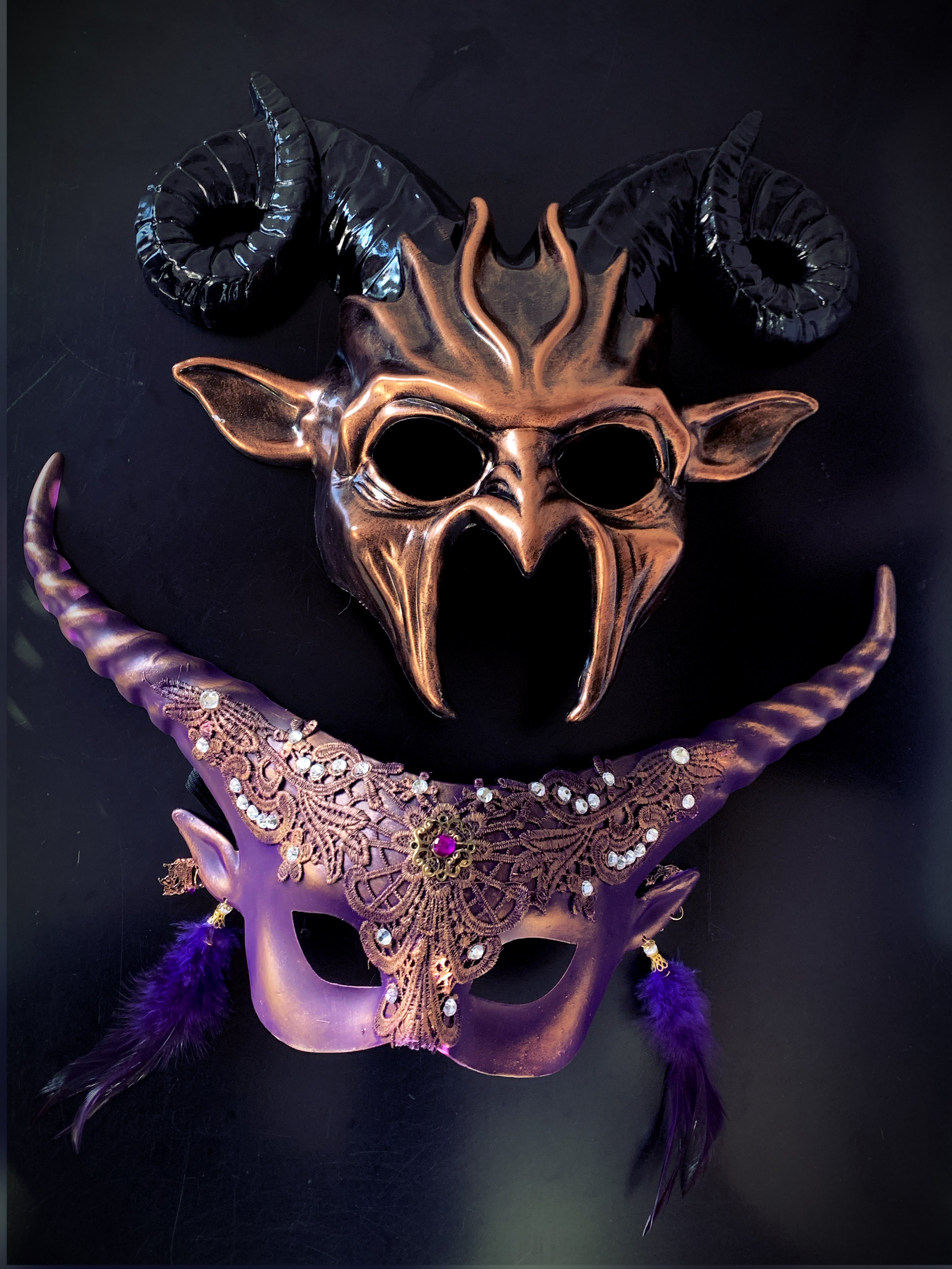 Demon Goat Horn Masks - Rose Gold