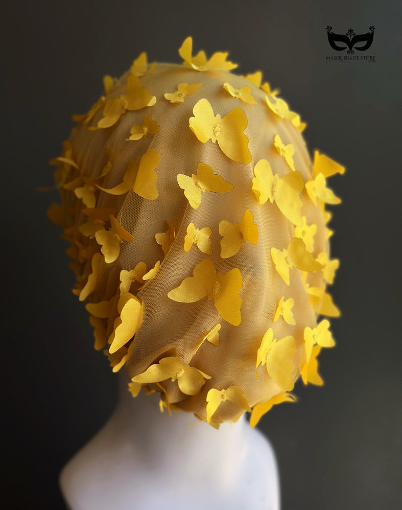 Golden Butterfly Mirage Veil - Avant Garde Couture Headpiece