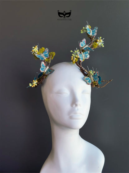 Flutterwood Fae - Teal Butterfly Headdress