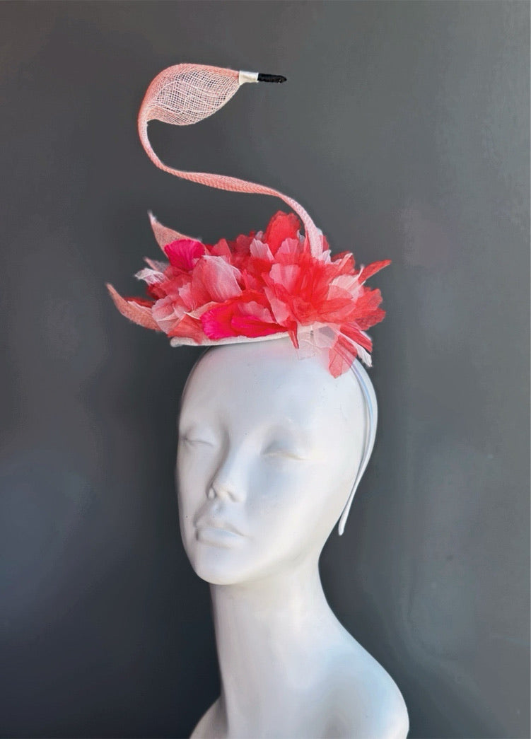 Pink Flamingo Fascinator – Tropical Derby Cocktail Headpiece
