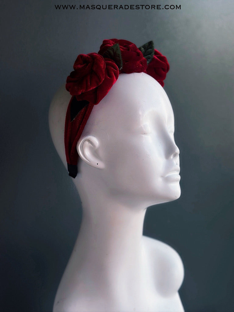 Christmas Red Velvet Rose Headband