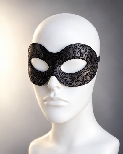 Black Floral Damask Masquerade Mask