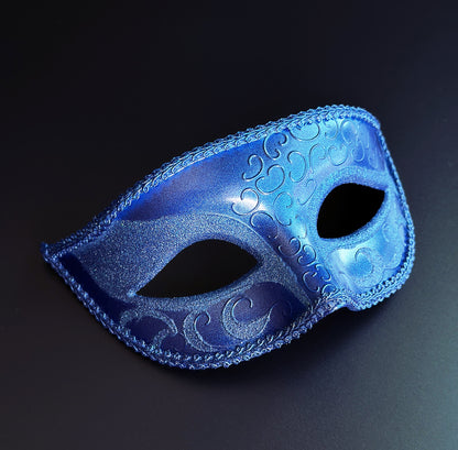 Mens Royal Blue &amp; Silver Venetian Masquerade Mask