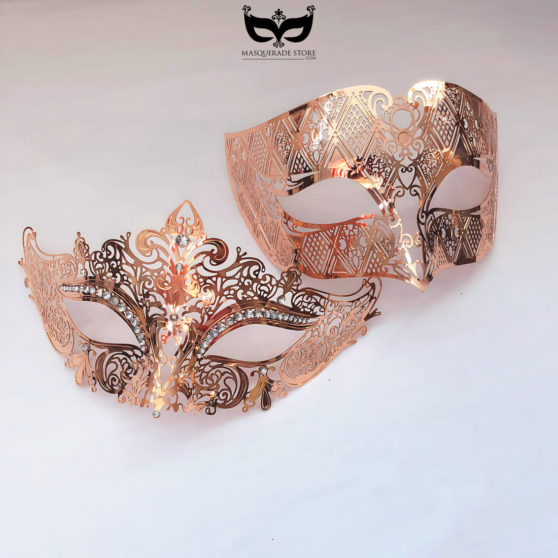 Metal Venetian Masks - Rose Gold