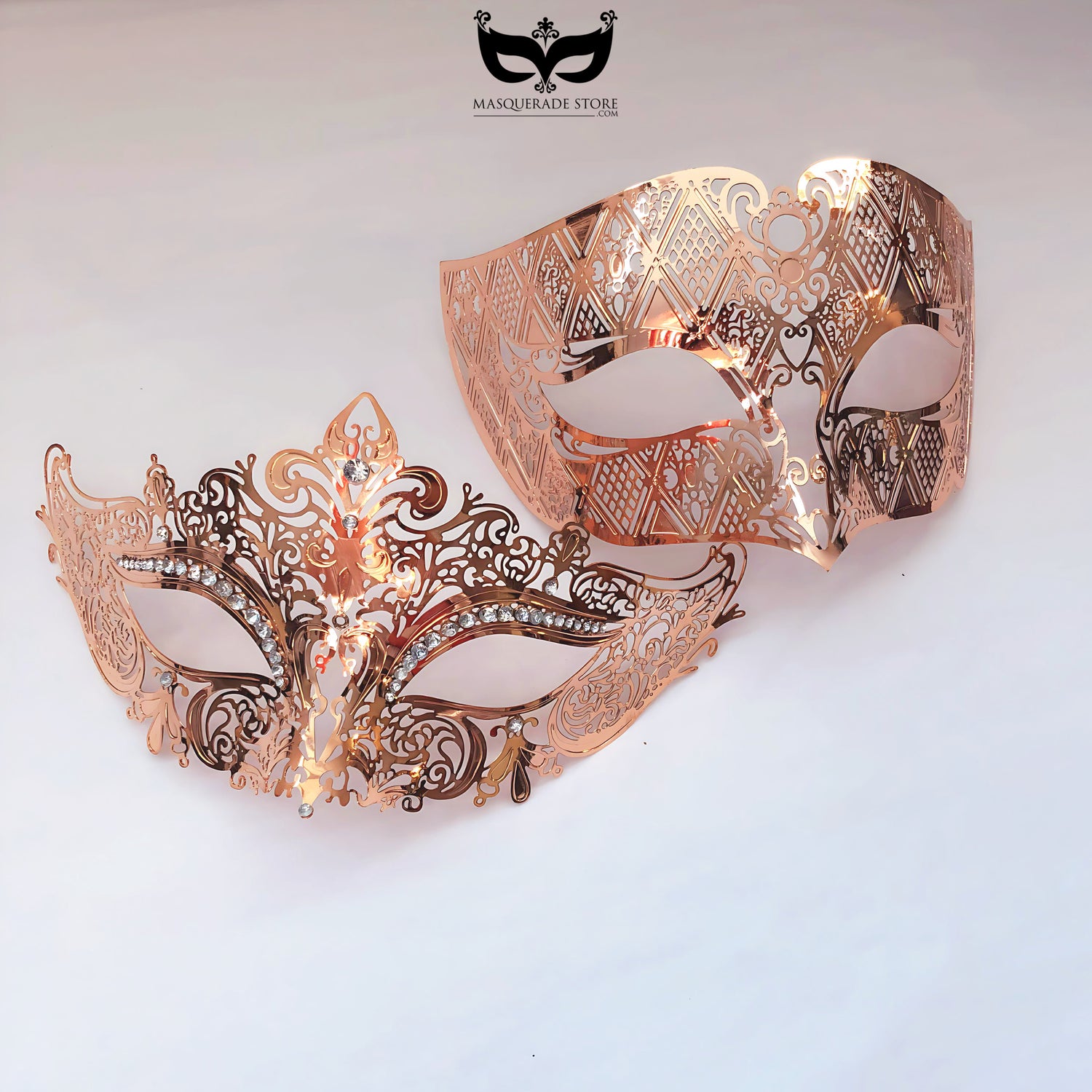 Metal Venetian Masks - Rose Gold