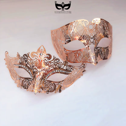 Metal Venetian Masks - Rose Gold