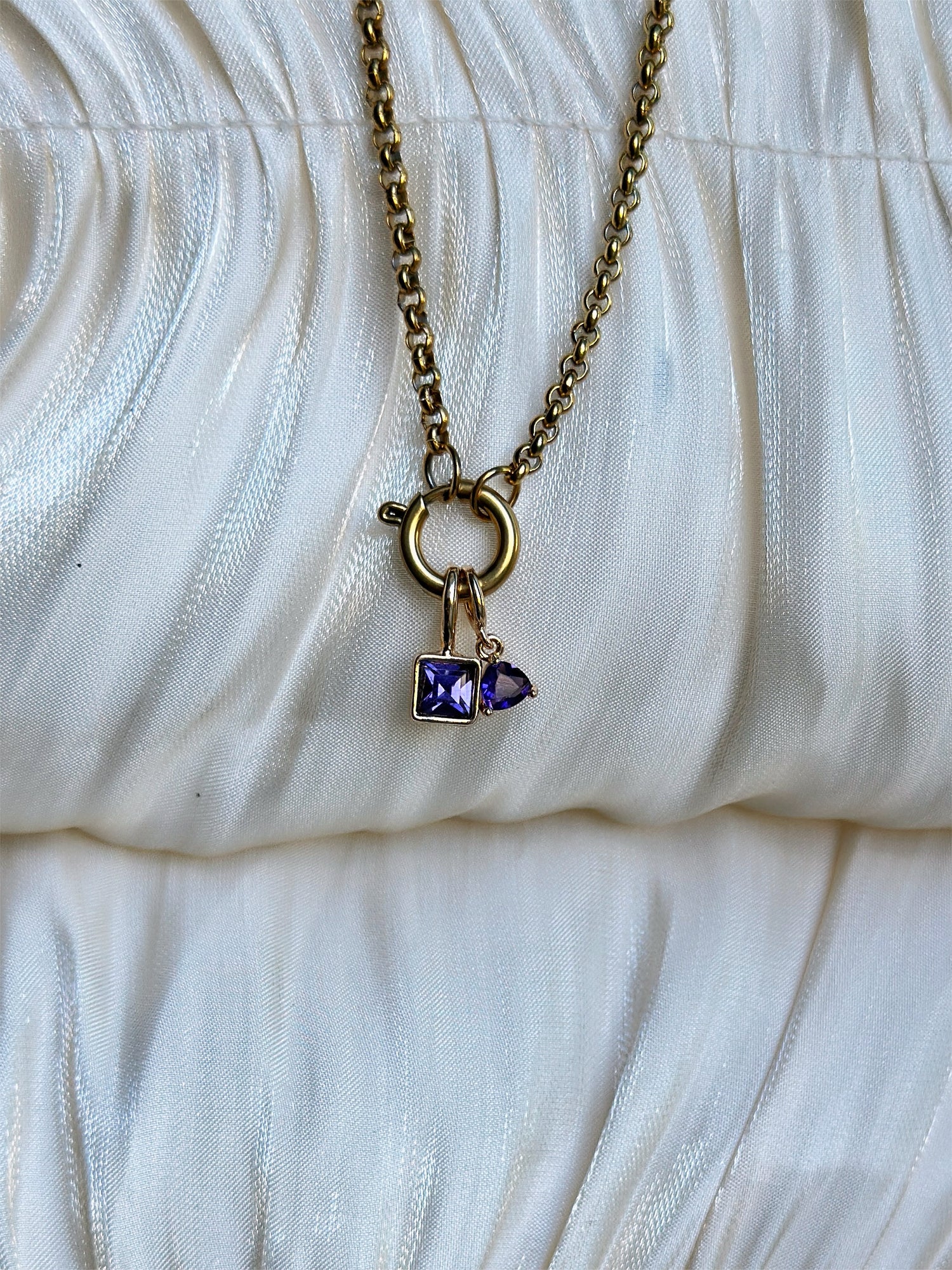 Elara Dual Charm - Necklace (Dark Purple)