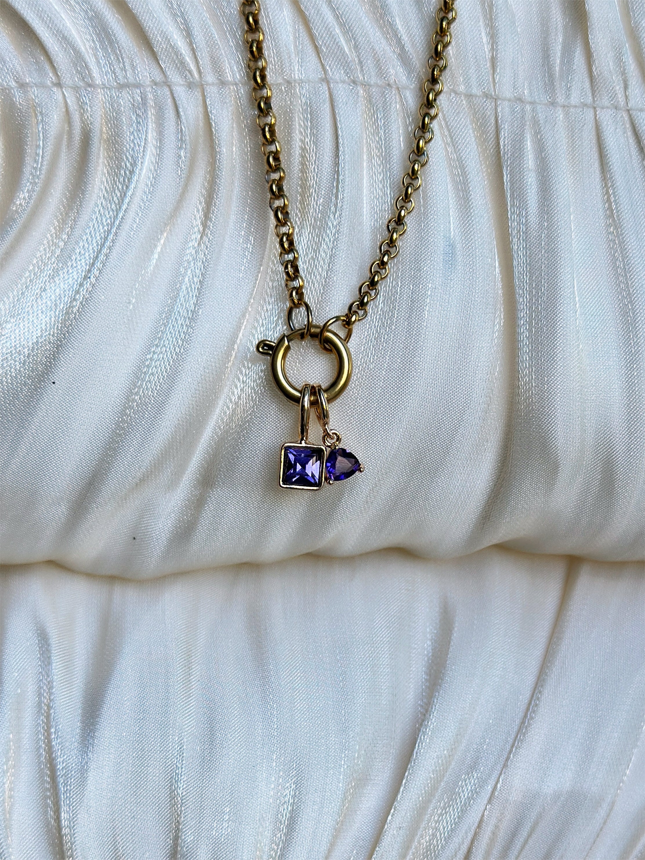 Elara Dual Charm - Necklace (Dark Purple)