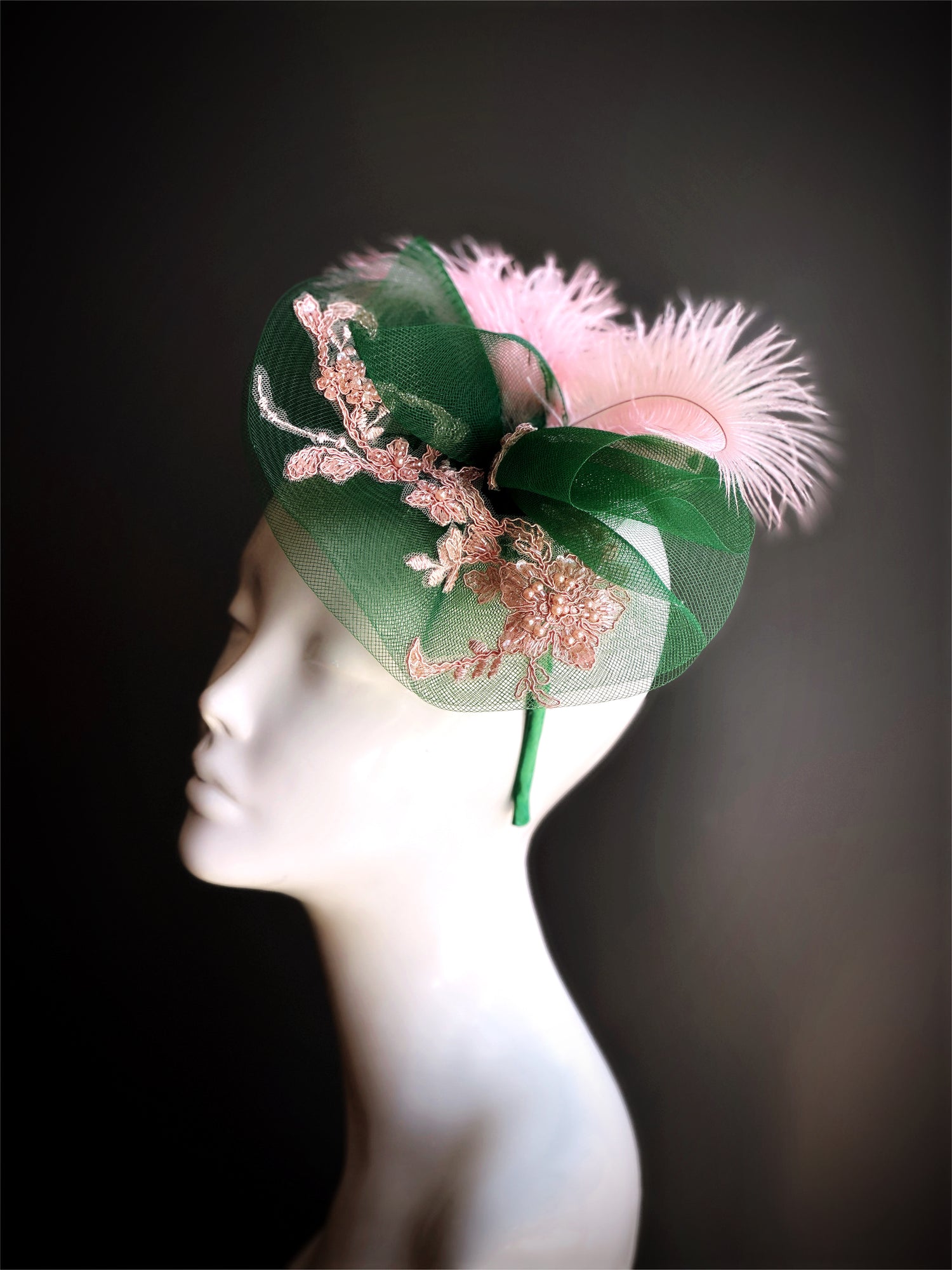 Pink Green Fascinator