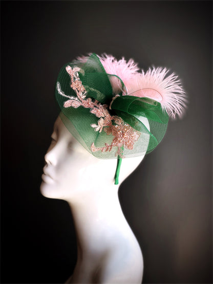 Pink Green Fascinator