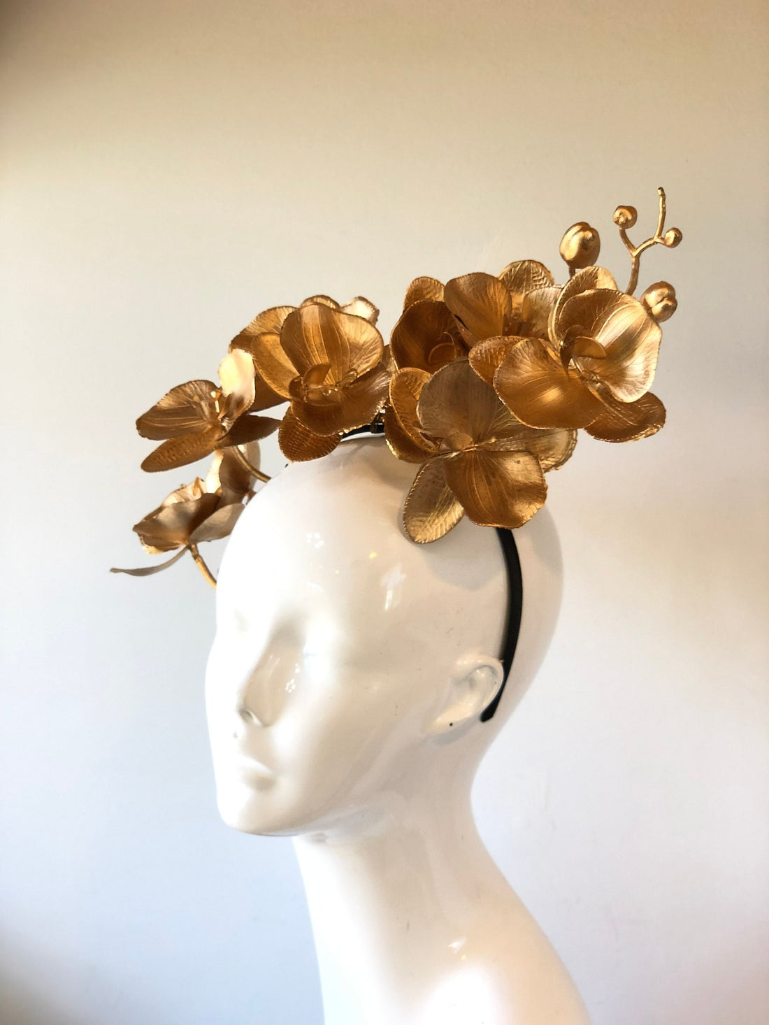 Gold Orchid Fascinator Hat
