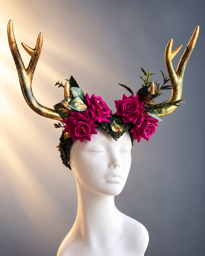 Wildwood Rose Antler Crown