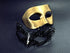 Elegant gold and black couples masquerade masks with crystal details, perfect for masquerade balls, prom, and Halloween.