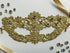 Gold lace masquerade mask with  rhinestones for ballroom gala and Venetian masquerade events.