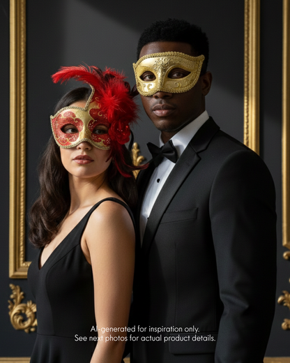 Red/Gold Masquerade Masks for Couples Red/Gold Masquerade Masks for Couples