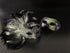 Green,charcoal and silver feather lace masquerade mask set 