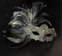 Green,charcoal and silver feather lace women masquerade mask 