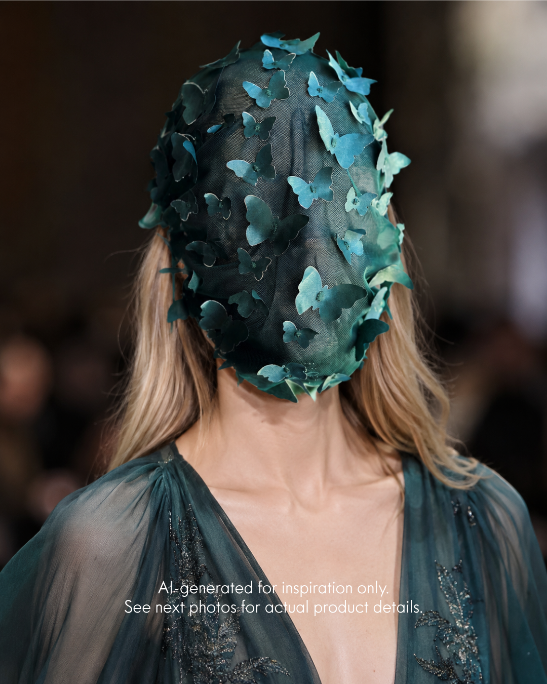 Emerald Butterfly Mirage Veil - Avant Garde Couture Headpiece