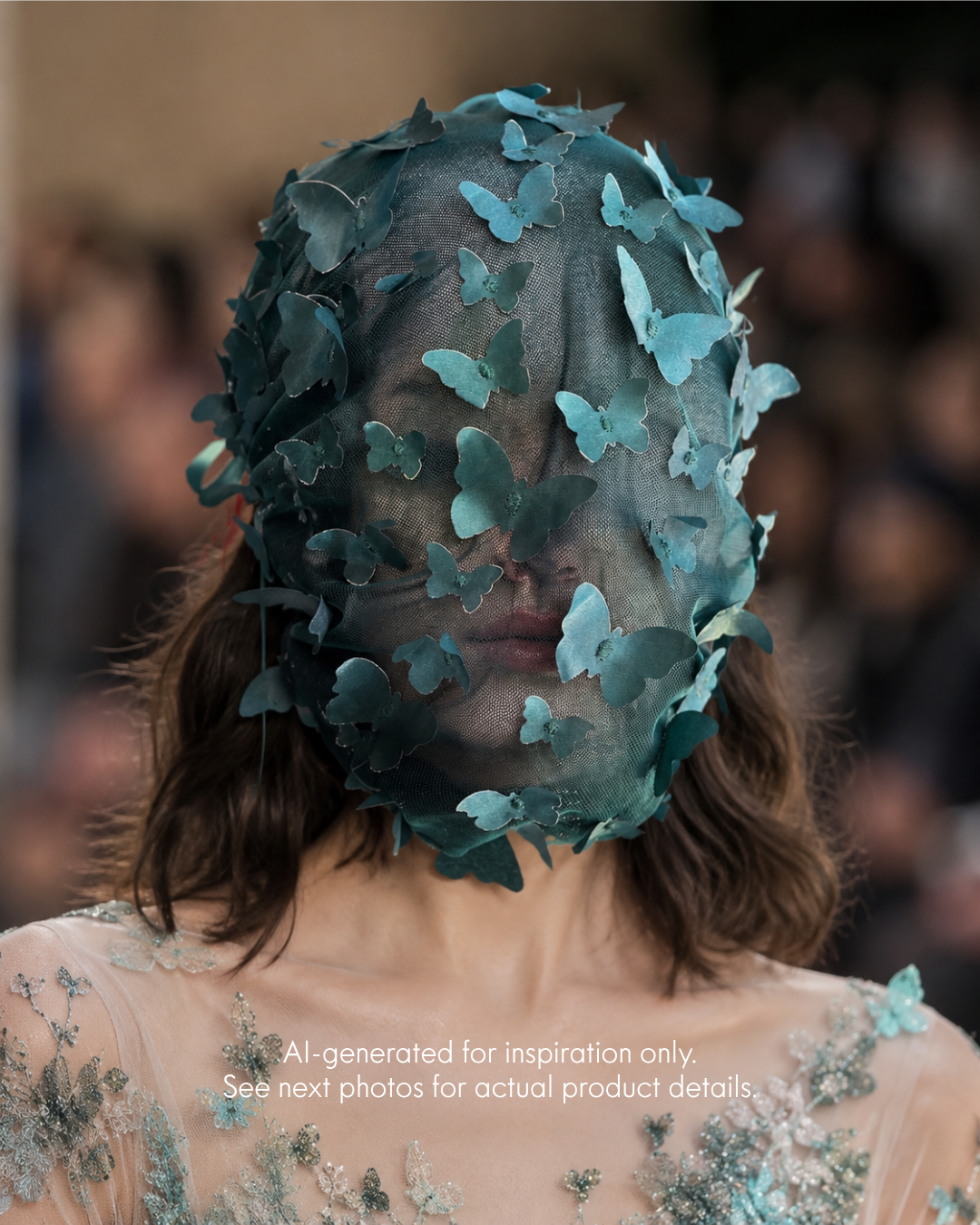 Whimsy Veil – Green Butterfly Mesh Hood