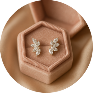 Leaf Crystal Stud Earrings