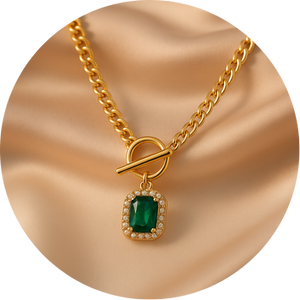 Emerald & Gold Chain Necklace