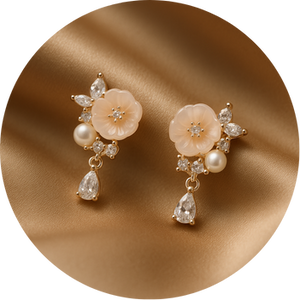 Floral Pearl Drop Earrings 