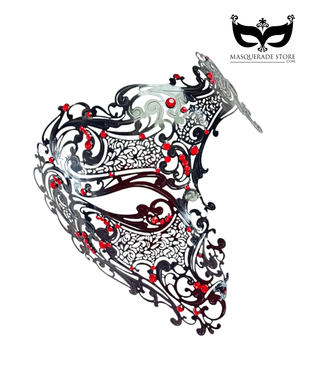 Half Metal Skull Mask - Black/Red