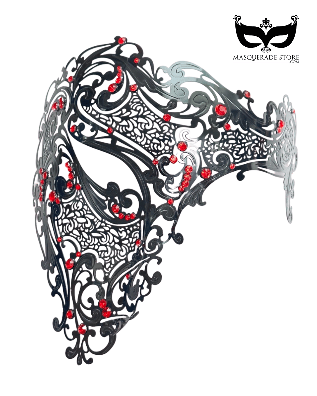 Half Metal Skull Mask - Black/Red