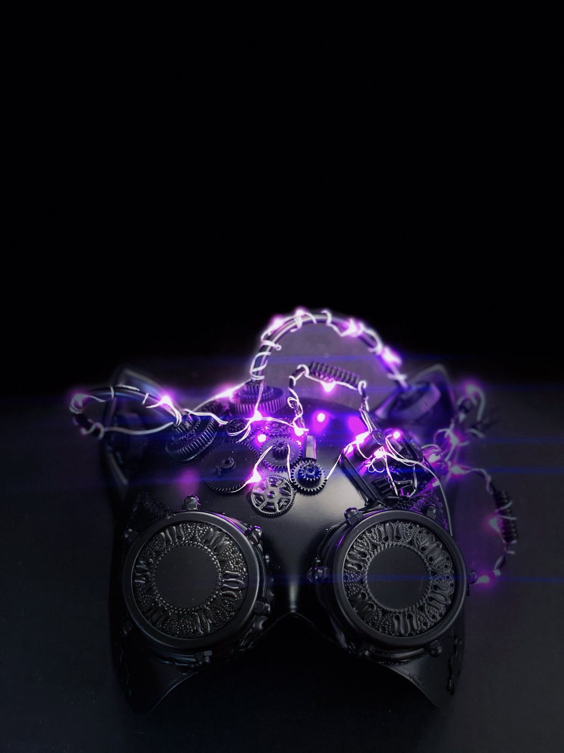 Steampunk Cat Mask - Purple LED Lights