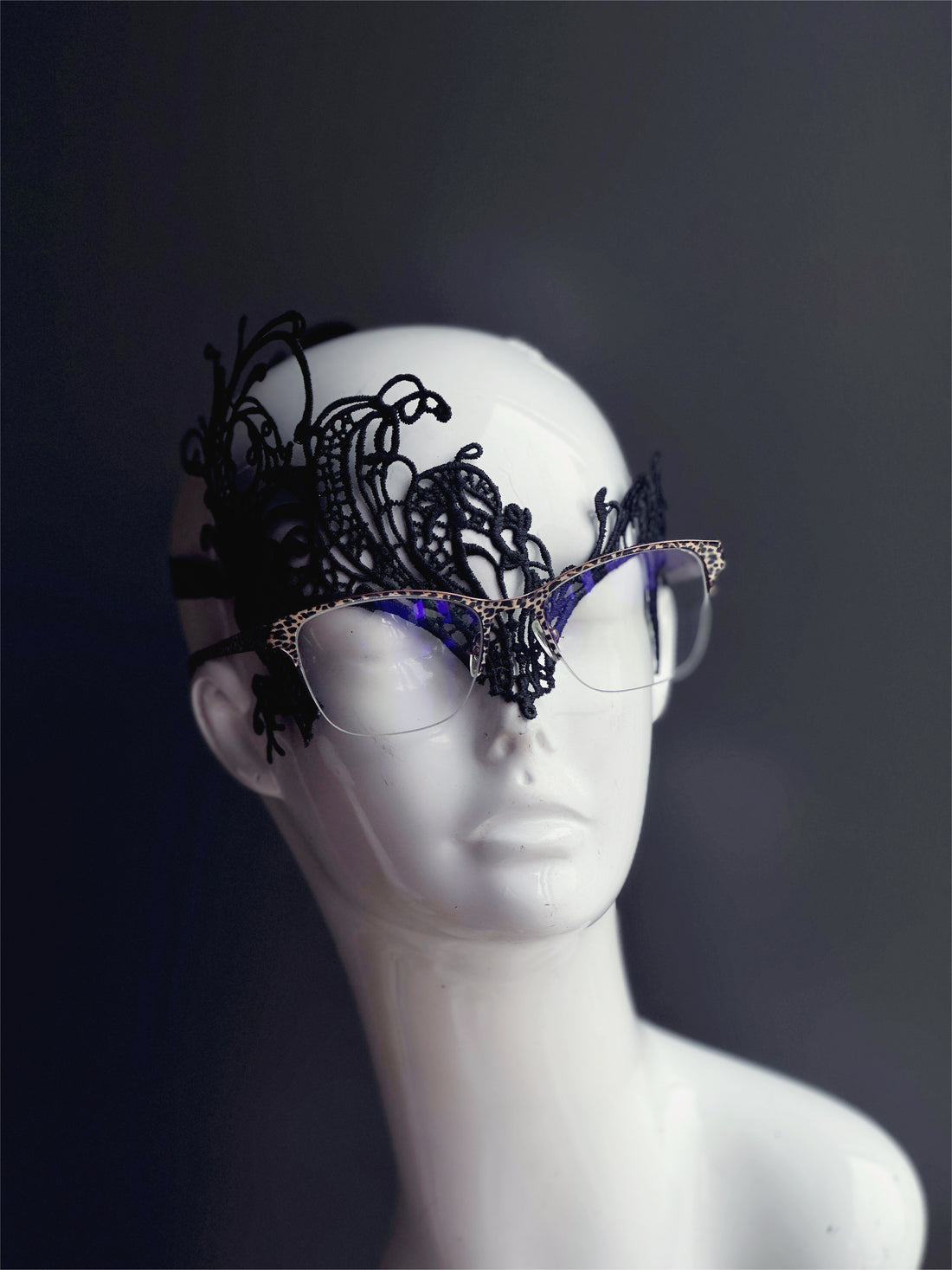 Eyeglasses Lace Mask - Black