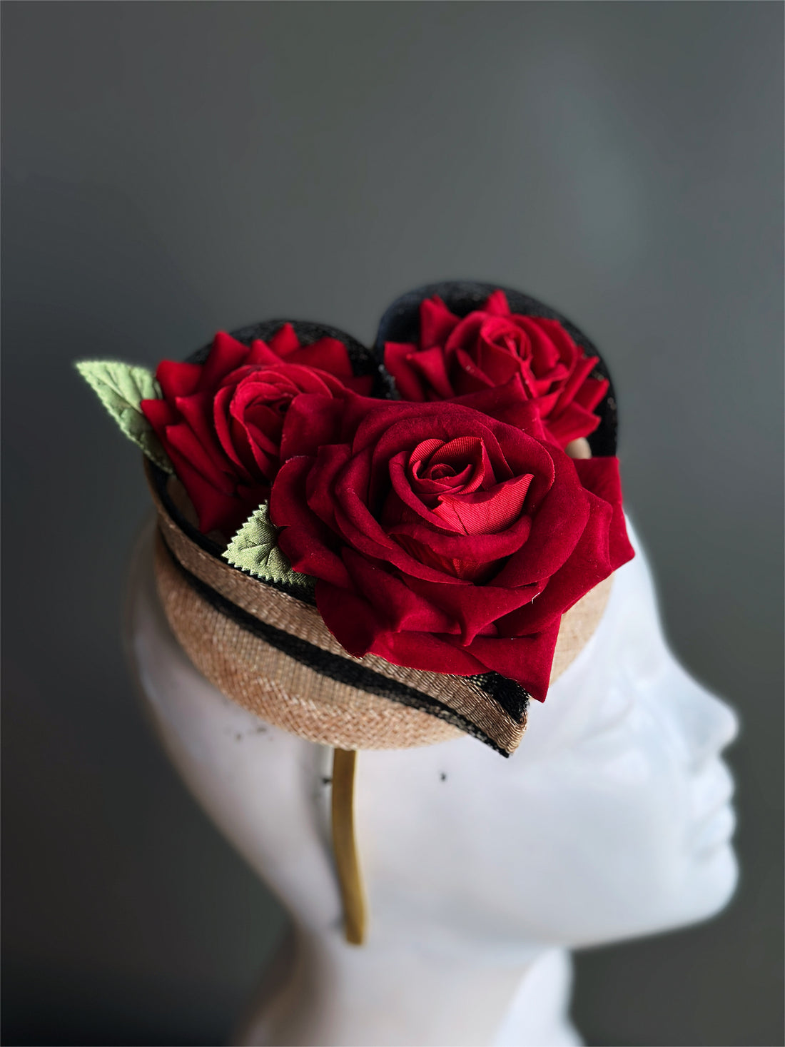 Red Rose Bouquet Fascinator Hat