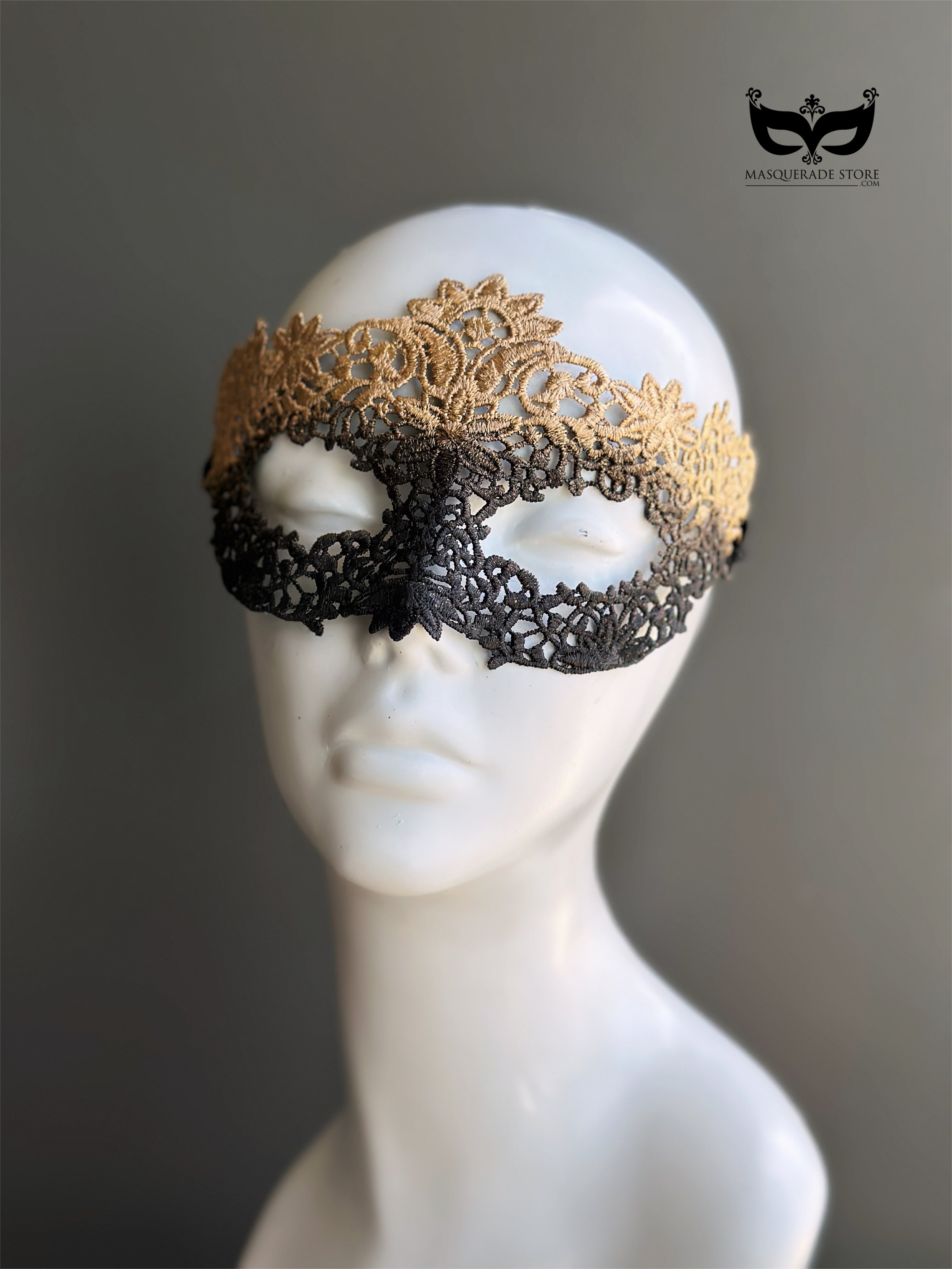 Gilded Shadow Lace Mask