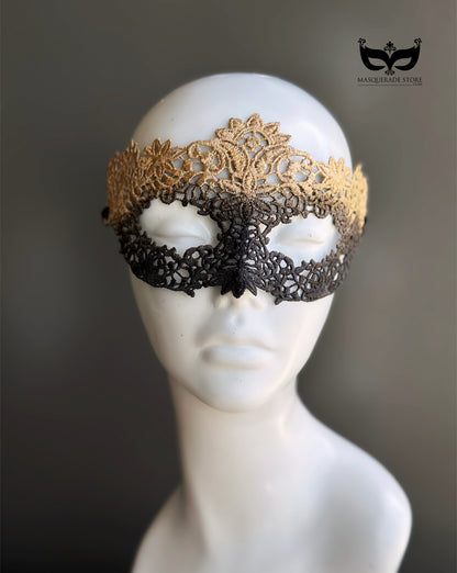 Gilded Shadow Lace Mask