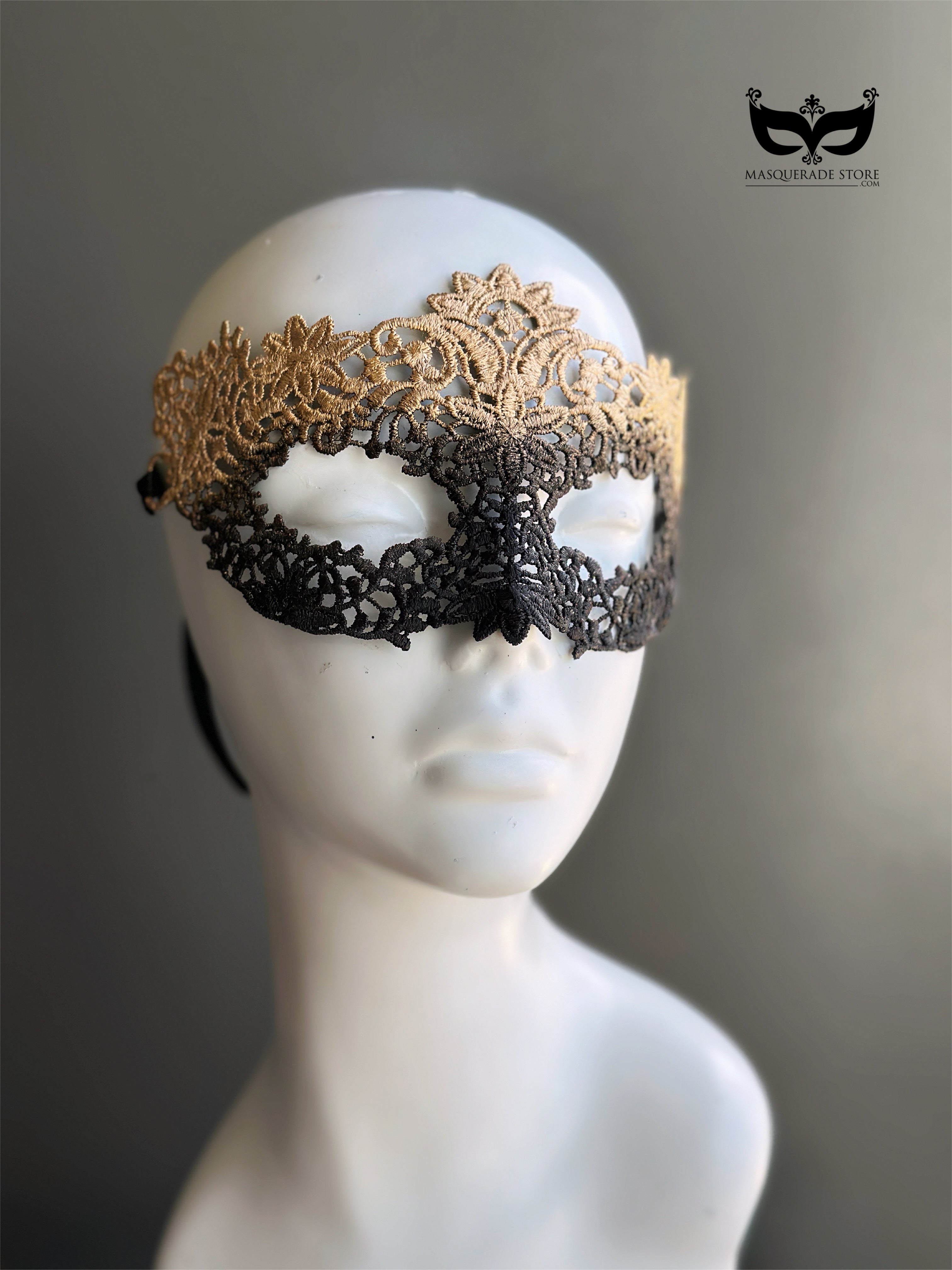 Gilded Shadow Lace Mask