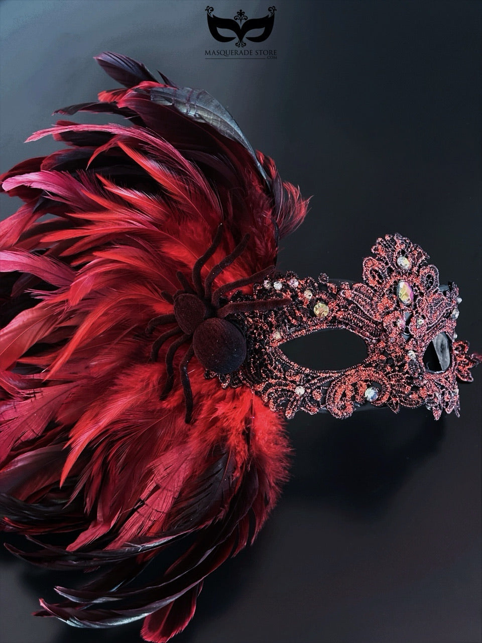 Lux Feather Mask - Black Widow Spider