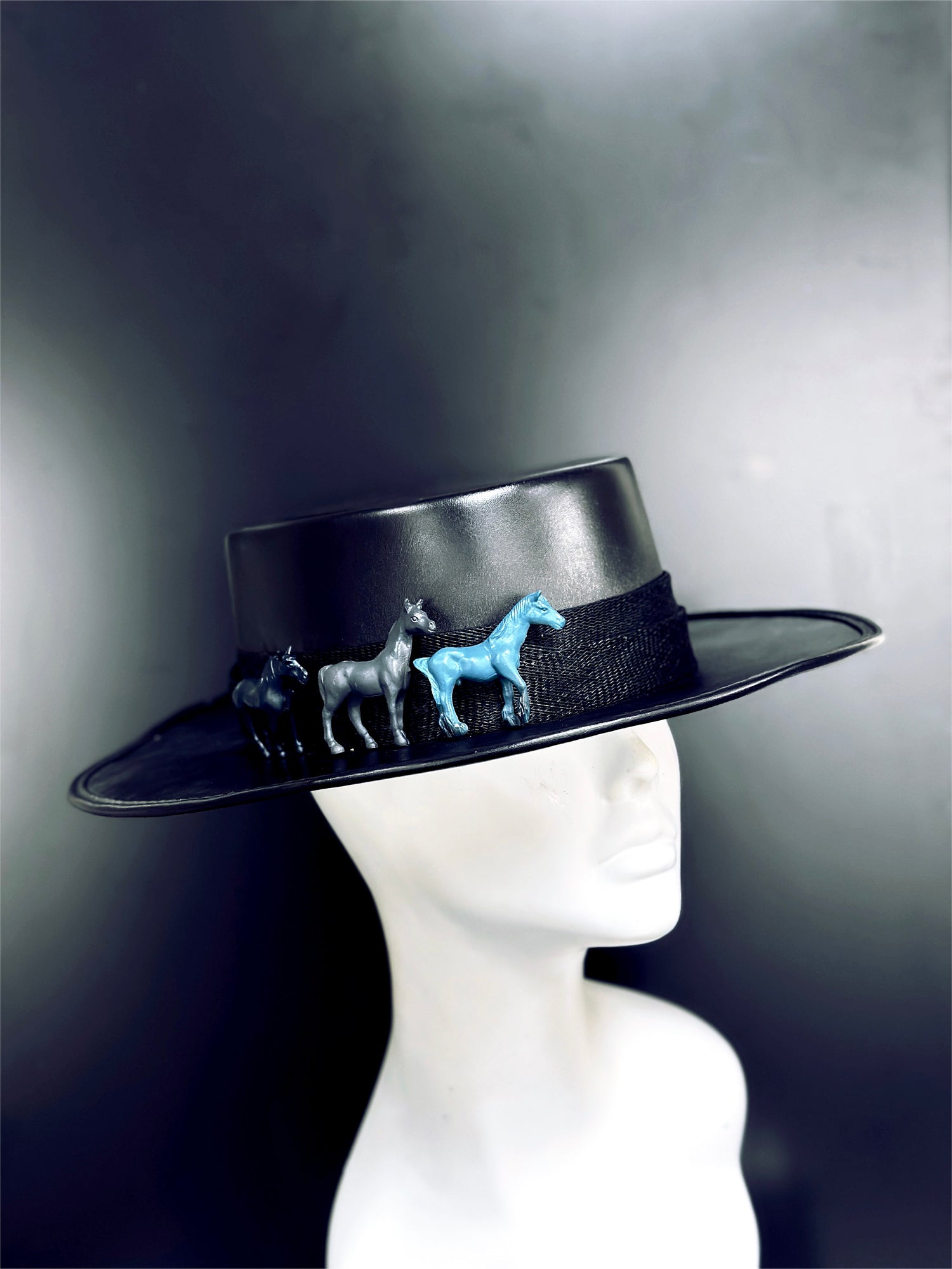 Wide Brim Hat - Midnight Stallions
