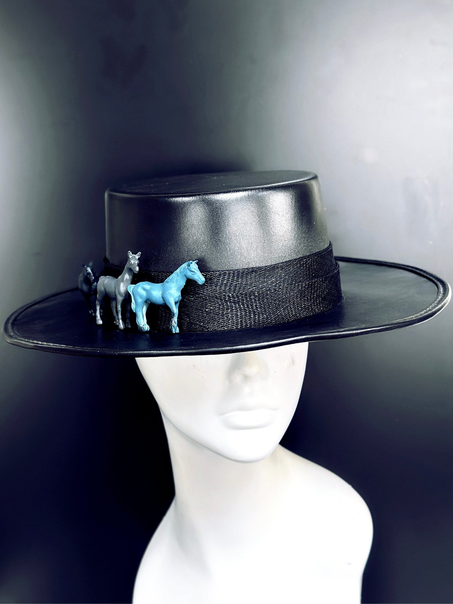 Wide Brim Hat - Midnight Stallions