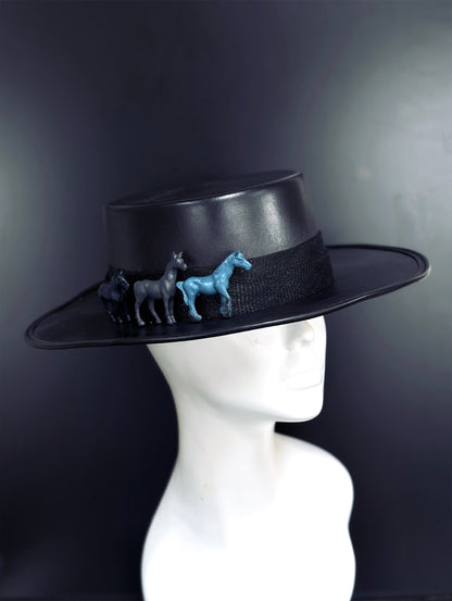 Wide Brim Hat - Midnight Stallions