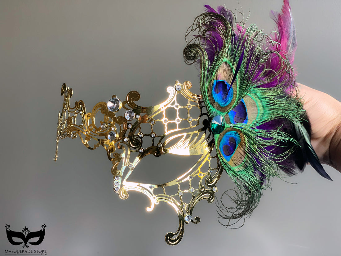 Gold Phantom Mask - purple peacock