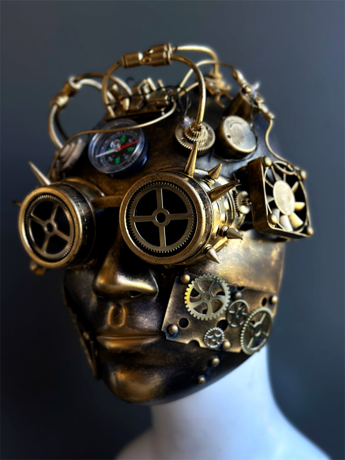 Steampunk Cosplay Mask Spike Goggles Gold