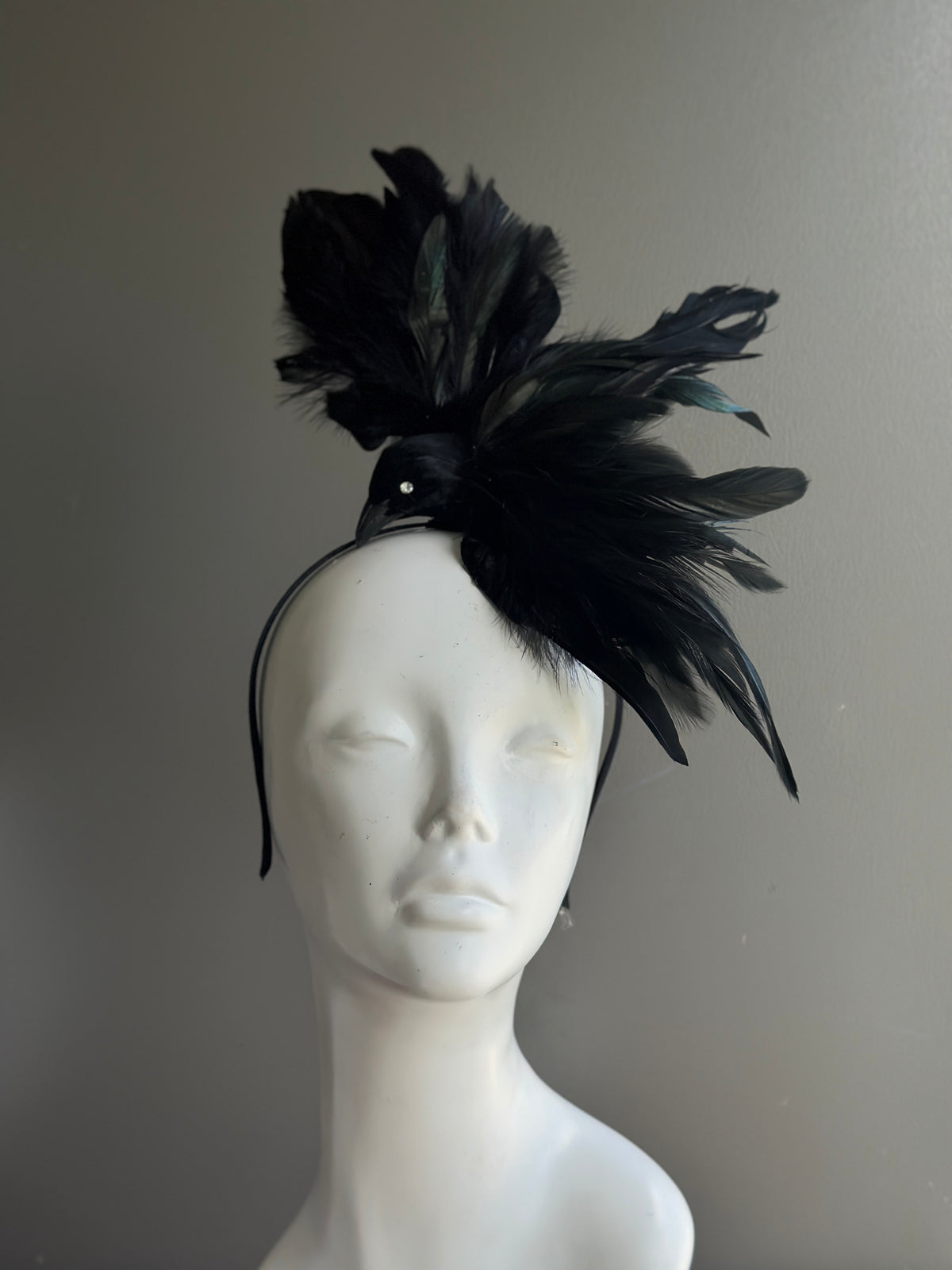 Raven Headpiece – Black Feather Crow Fascinator