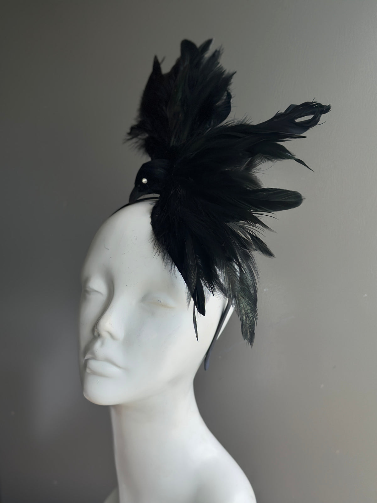 Raven Headpiece – Black Feather Crow Fascinator